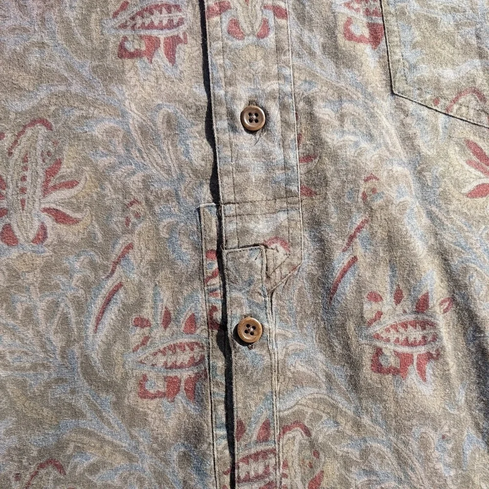 Vintage 90s Polo Ralph Lauren Safari Paisley Shirt XL Earth Tone Cotton Ink Wash